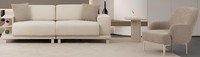 LuxuriöSes Beiges Wohnzimmer-Set – 3-Sitzer Sofa, Beistelltisch Und Sessel