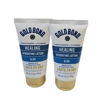 2 Pack Gold Bond HEALING Hydrating Lotion w Aloe Extra Dry Skin Travel 2.5 oz ea
