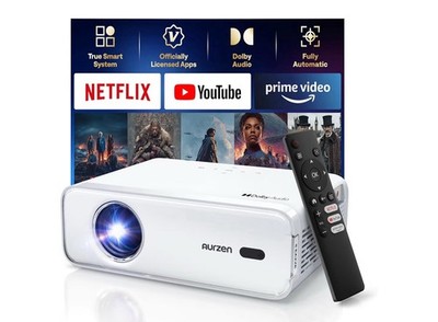 Aurzen EAZZE D1 Smart Projector WiFi Bluetooth Auto Focus Official Netflix Lic..