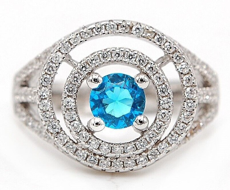 2CT Heat Treated Blue Topaz 925 Sterling Silver Ring Sz 7 &2-5
