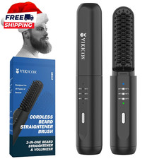 Beard Straightener for Men Cordless Heated Beard Brush for Men Electric Hot Com