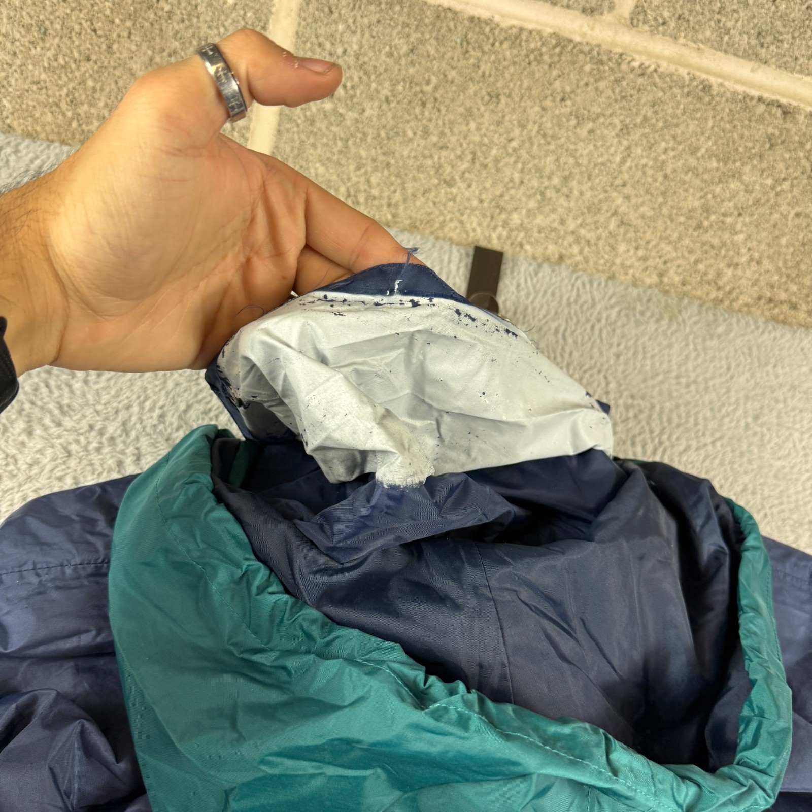 VTG Helly Hansen 90s Navy Green Size 58/60 / Oversized XL Hooded Rain Jacket image 9