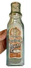 Antique Montrose Farm Brand Pickles Bottle Johnston & Son New York Labeled 1880s