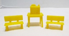 MARX VINTAGE YELLOW RADIO TABLE BENCHES for NAVARONE MOUNTAIN PLAYSET 1970's