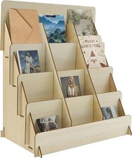 Ghshanog Greeting Card Display Stand – 4 Tier Wooden Counter Rack
