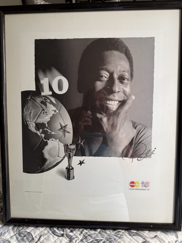 World Cup Fever Pelé NY Cosmos Signed  Photo, Framed poster gifted to Pelé 1993