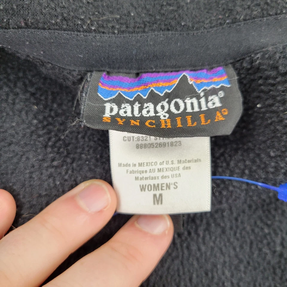 Chaleco polar Patagonia Synchilla para mujer mediano negro bolsillos cremallera completa sin mangas Foto 4 de 4