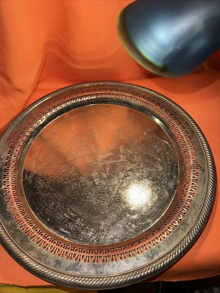 Bandeja para servir WM Roger’s vintage plateada mediados de siglo 12” 73-29 Foto 2 de 4