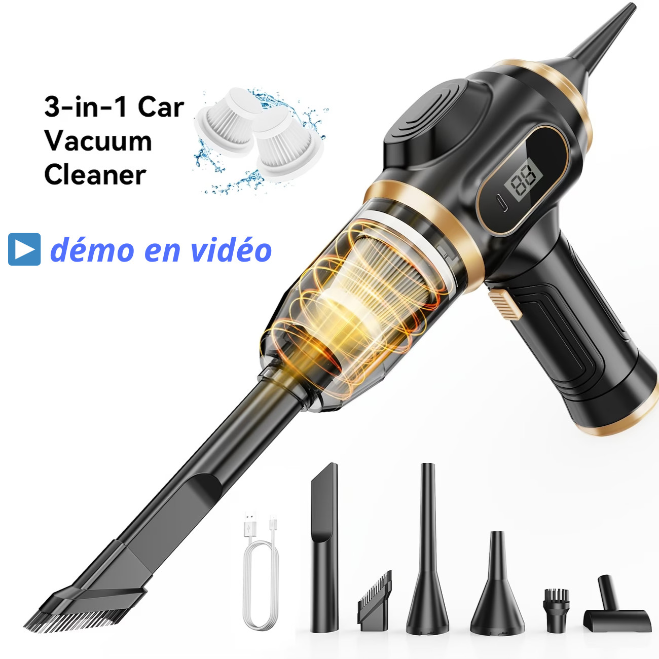 Aspirateur à main rechargeable USB à haute puissance d'aspiration pour maison