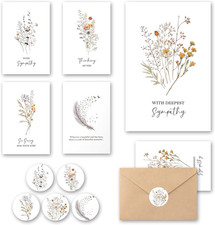20PCS Sympathy Cards with Envelopes and Stickers Condolence Cards Floral and Dov