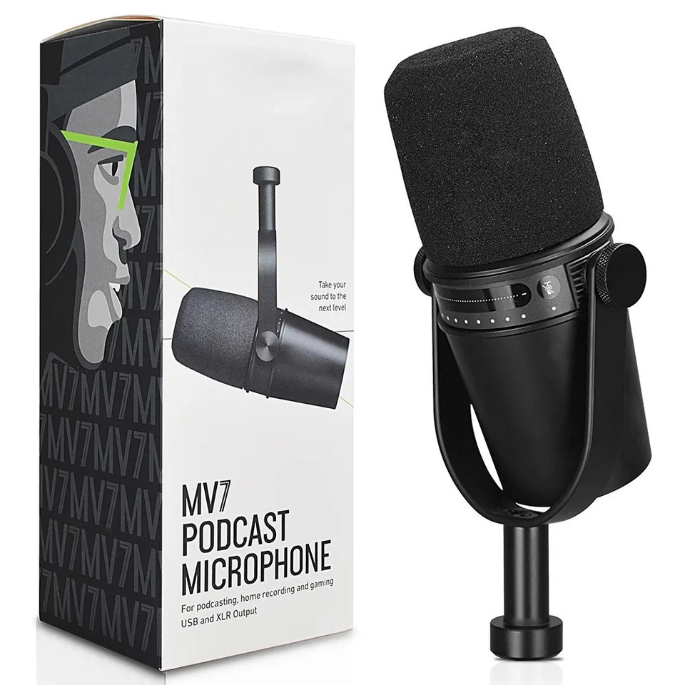 New Shure MV7 Dynamic Podcast XLR Microphone with Voice Isolation, Black - Image 2 of 4