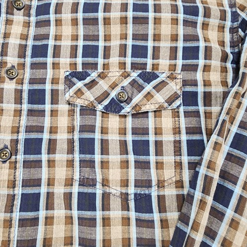 Haupt Shirt Mens 2XL Brown Blue Plaid Modern Fit Long Sleeve Button Up Cotton - Picture 4 of 12
