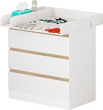 WOLTU Baby Changing Unit Table with 3 Drawers Nursery Care Table Chest of Drawer