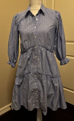 Mi Ami Francesca Women's Blue with Silver Accent Long Sleeve Dress Size XS