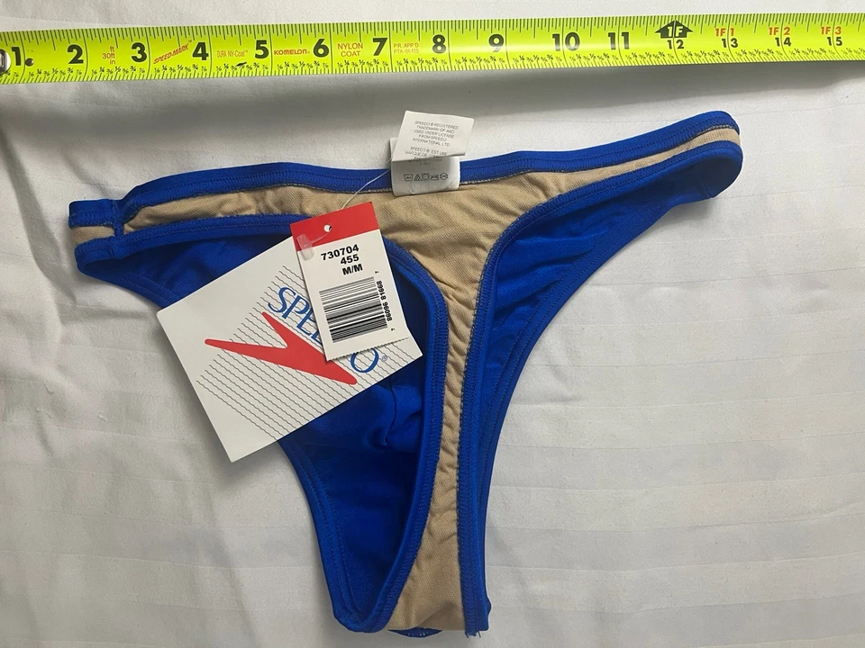 Men's Vintage Royal Blue Speedo Thong Swimsuit - Medium - New With Tags - Image 3 of 4