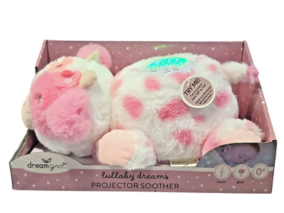 🌙 Dreamgro Plush Cow Night Light Soother Pink 🐮✨ Music Star