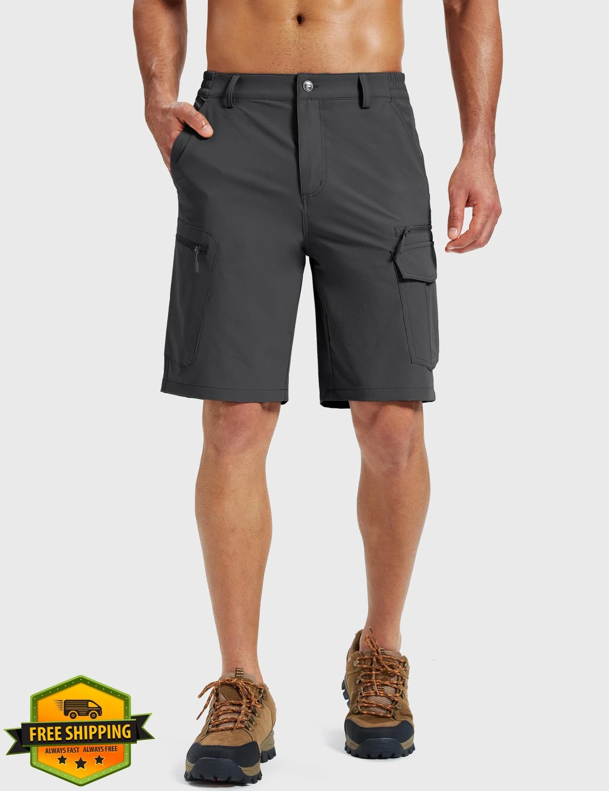 MAGCOMSEN Mens 9" Cargo Shorts Quick Dry 7 Pockets Fishing Casual