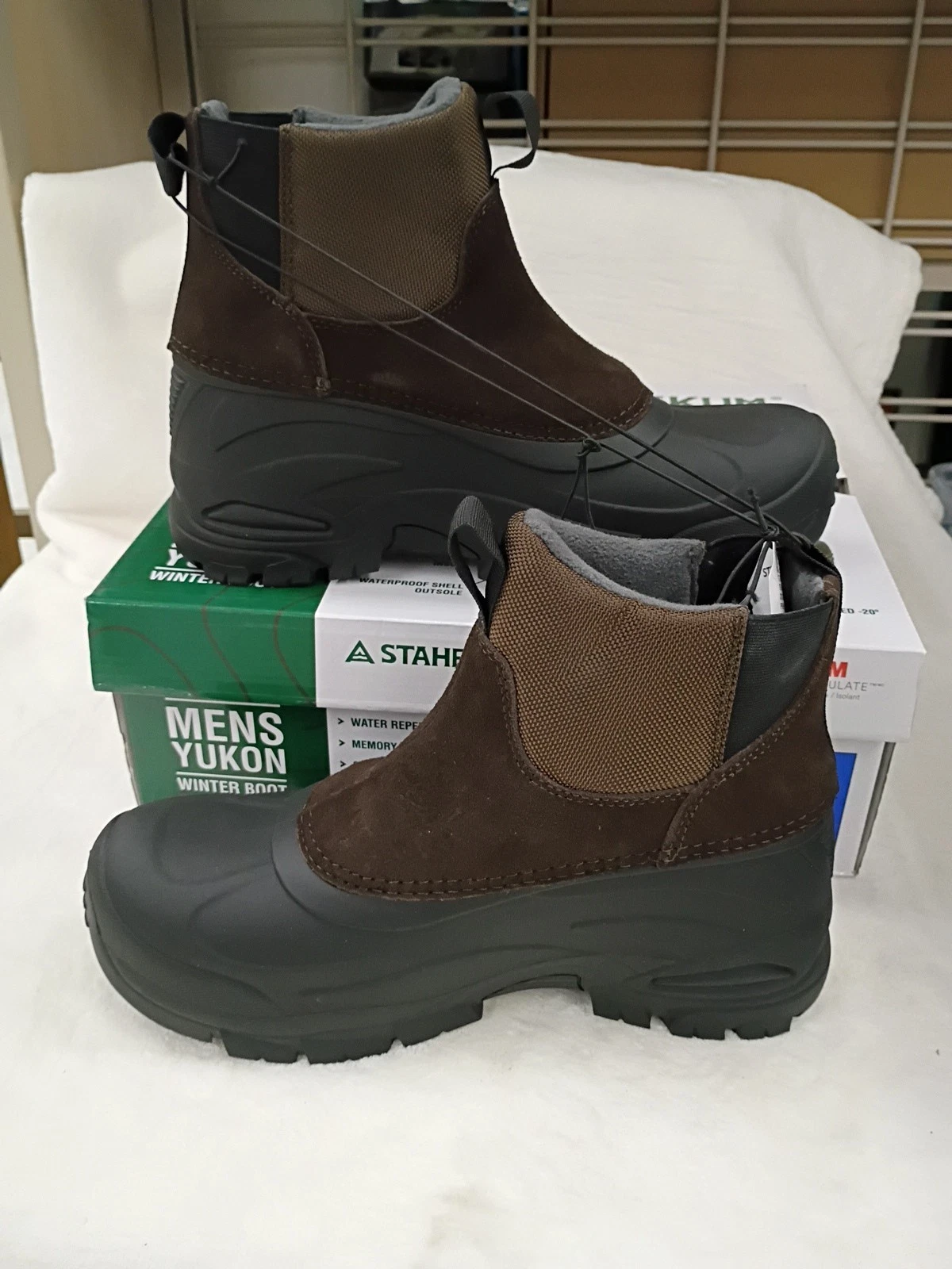 Staheekum Yukon Winter Boots Mens Size 9 Brown Waterproof Insulated Pull On Snow