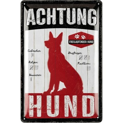 Warnung vor dem Hund Schilder, retro Blechschild vorsicht Hund Schild, 20x30cm