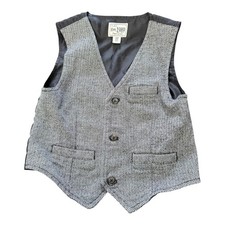 The Childrens Place Boys Gray Herringbone Dress Vest Size S 5/6 Formal