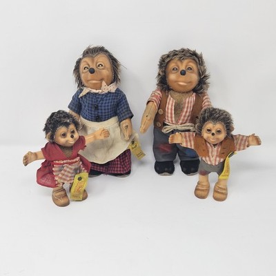 Vintage Steiff Mecki Hedgehog Family of 4 - Mecki, Micki, Macki, Mucki w/ Tags