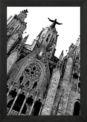 Barcelona Tibidabo Framed Wall Art Poster Canvas Print Picture