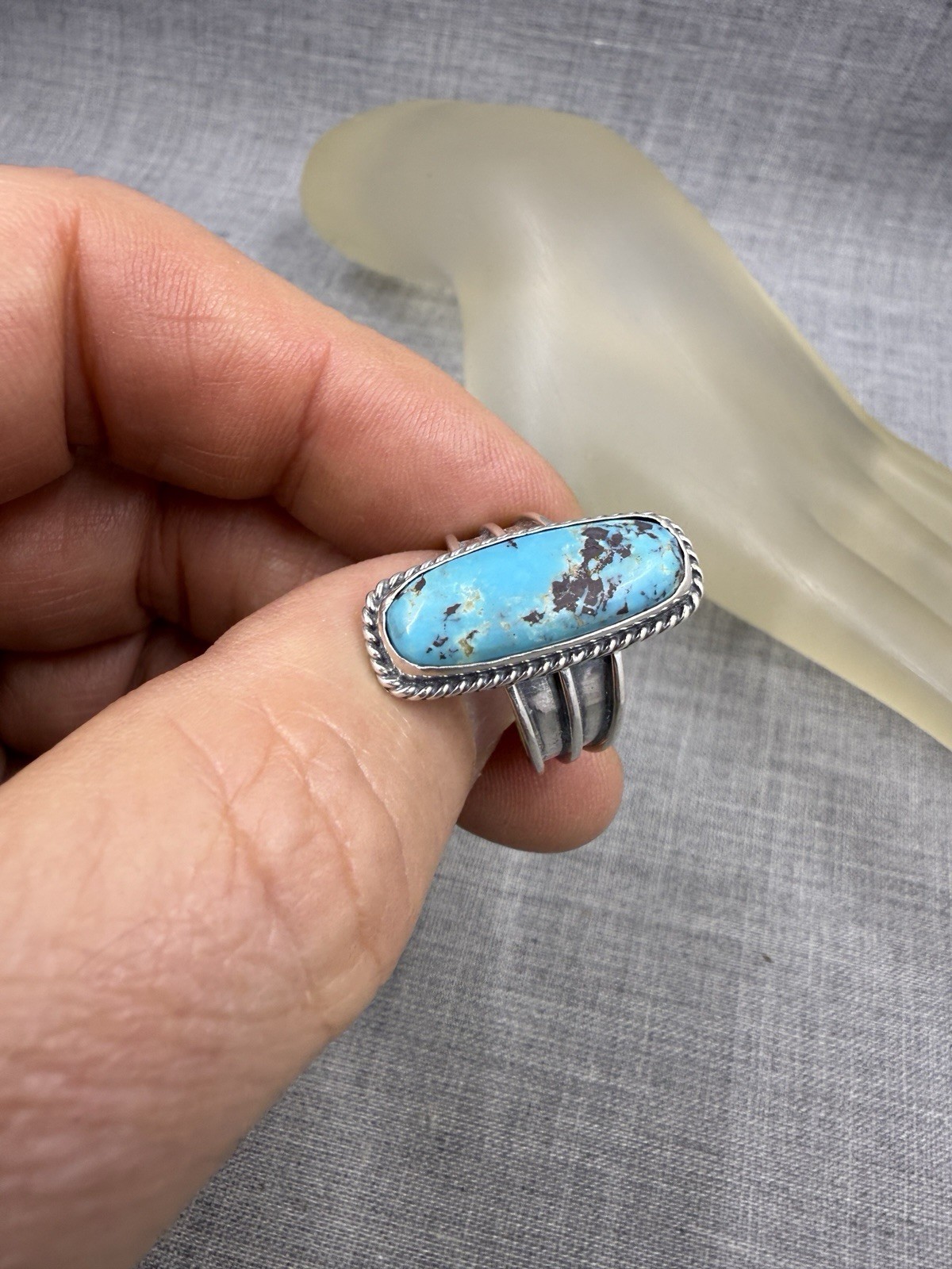 Running Bear Rectangle Turquoise Sterling Silver … - image 3
