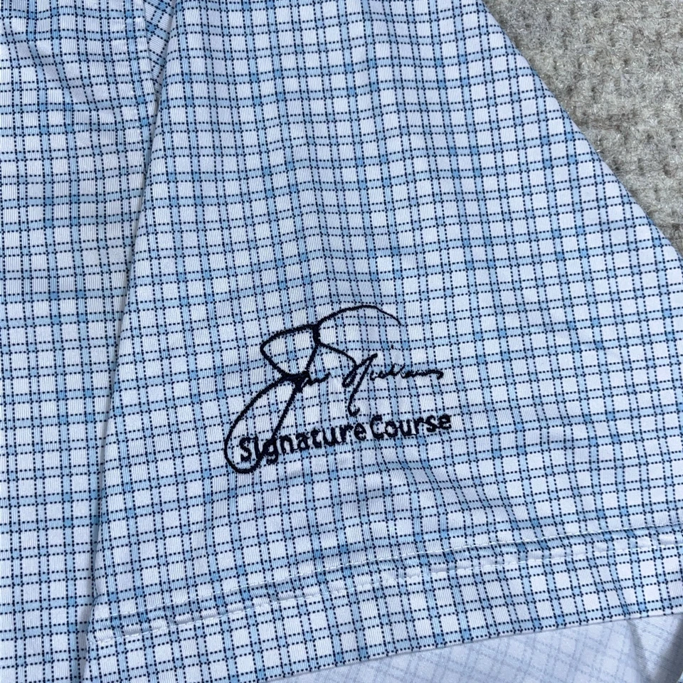 Foot Joy Polo Shirt Men Medium Blue Plaid Performance Golf Wicking Quick Dry FJ - Image 3 of 4