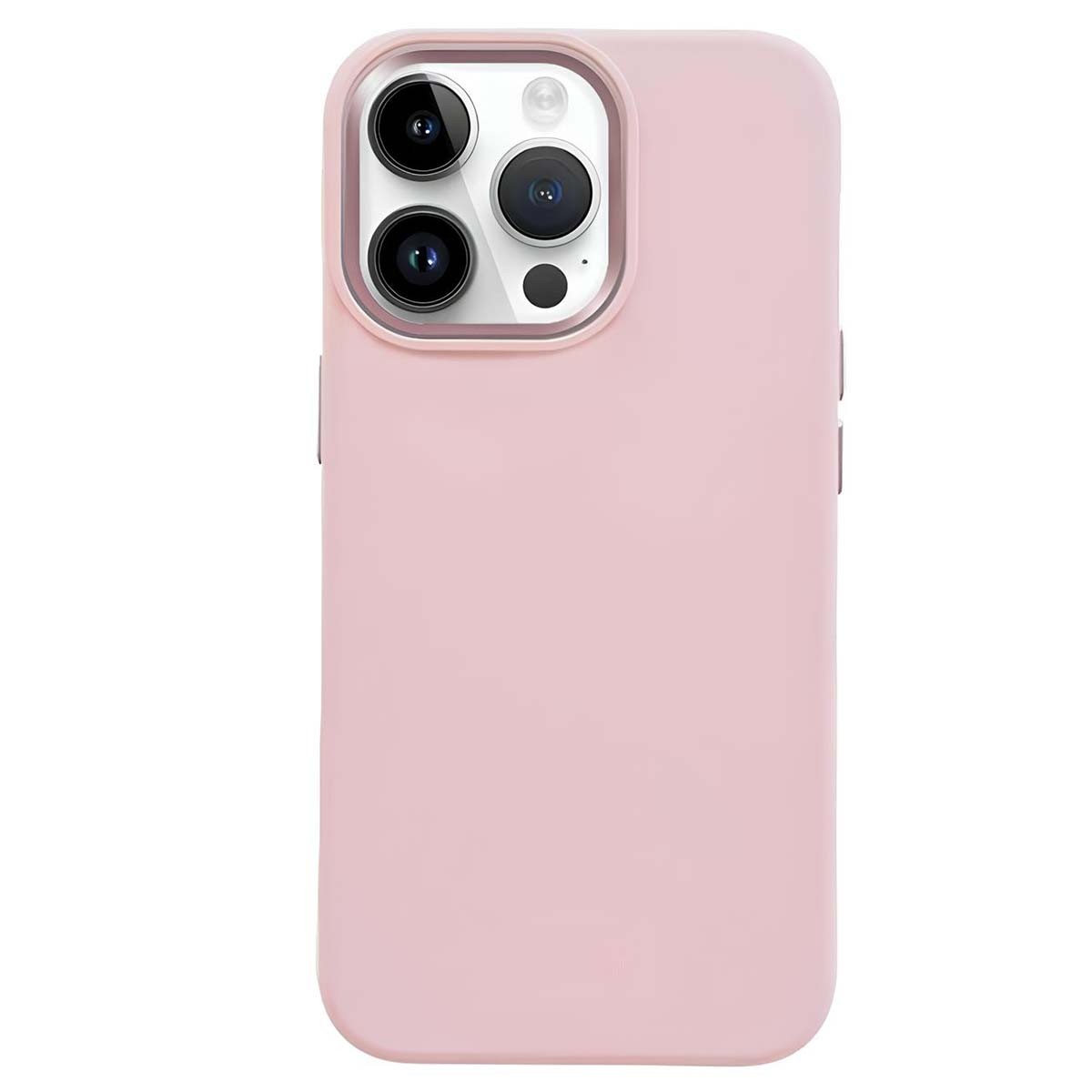 Coque iPhone 15 Pro rose en silicone souple antichoc Crong