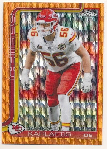 2025 Topps Chrome Football Orange Wave Refractor George Karlaftis #152