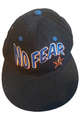 NO FEAR Mütze schwarz Snapback blau orange bestickt Logo verstellbar Vintage 