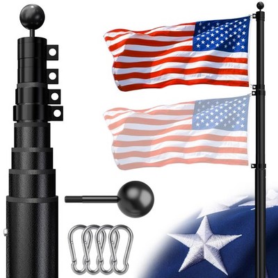 Heavy Duty Flag Pole Telescoping Freedom Edition 20 FT 12 Gauge Extra Thick A...