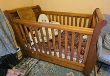 Boori Country Sleigh 3 in 1 Cot Bed in Heritage Teak With Mattress RRP £700