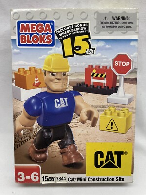 New Mega Bloks Mini Construction Site 15 Piece Building Blocks Play Set Toy 7844