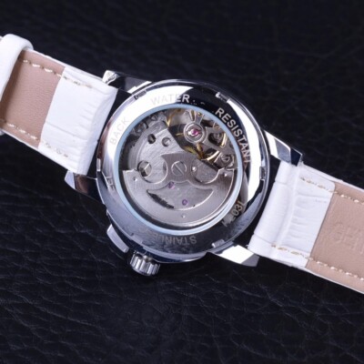 Womens Automatic Transparent Skeleton Luxury Leather Band  display picture 1