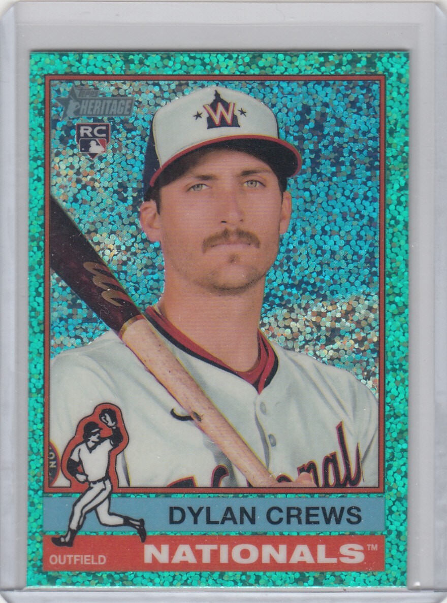 2025 Topps Heritage Chrome Refractor Sparkle Aqua DYLAN CREWS RC #247 Nationals