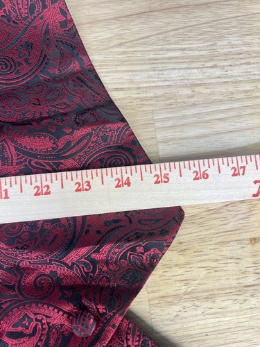 Hi-Tie Men's Formal Waistcoat Medium Red Paisley Vest Tie Hanky Cufflinks Party - Picture 6 of 6