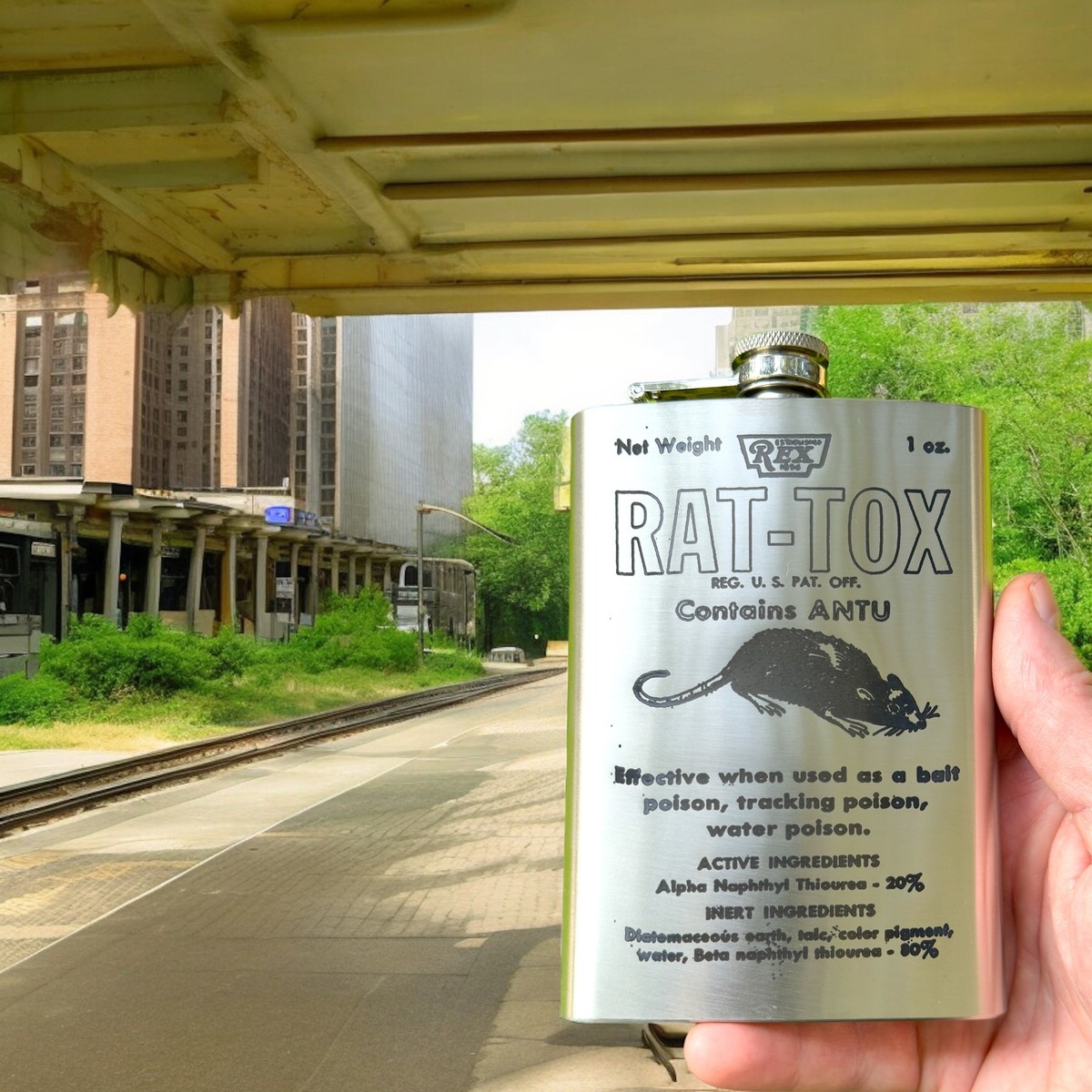 8oz Rat Tox Stainless Steel Flask 8oz Rat Tox Stainless Steel Flask