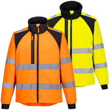 Image of Portwest WX2 Eco Hi-Vis Softshell Jacket Breathable Waterproof Safety Work Coat