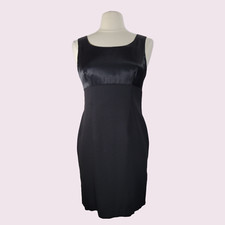 Vintage J.R. NITES Black Dress Size 6P Empire Waist Sleeveless 90s Satin LBD