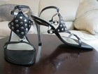 Bebe “Ida” Black Leather Silver Studded Sandals – New In Box – Size 7 — photo 4