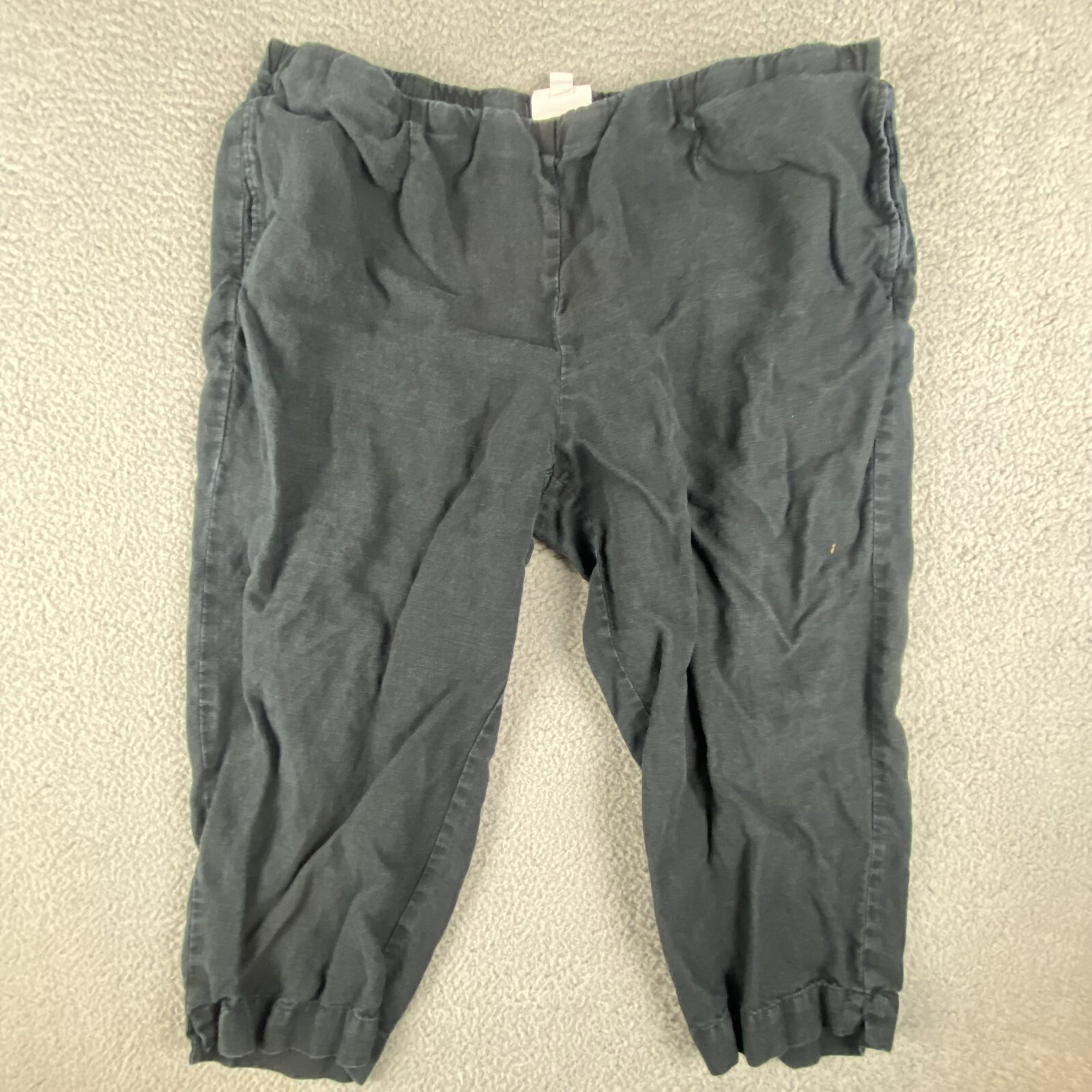 Pure J Jill Pants Womens Large Black Slim Crops 100% Linen Pull On Beach Bojo