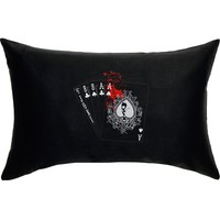 Poker Karten Premium Kissen Totenkopf Dekokissen Spielkarten- 40X60Cm - Schwarz