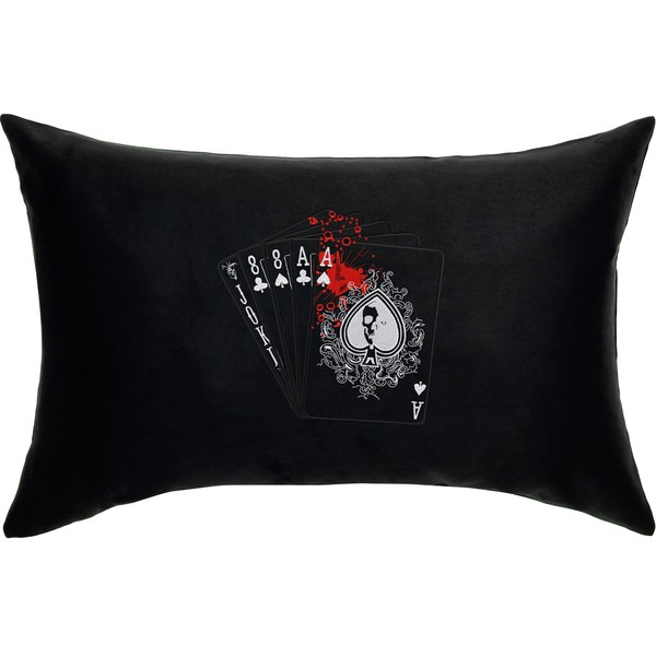 Poker Karten Premium Kissen Totenkopf Dekokissen Spielkarten- 40X60Cm - Schwarz-image
