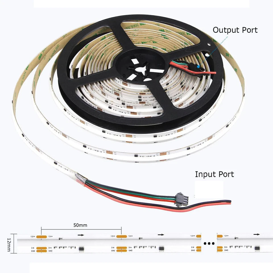 DC 12V WS2811 COB LED Strip RGB IC Addressable High Density Flexible Tape Lights - Image 4 of 4