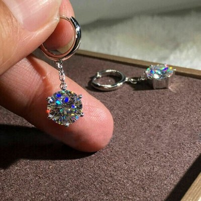 3Ct Lab Created Attractive Moissanite Drop Dangle Earring 14K White Gold Plated