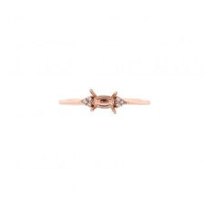 Oval 5X3mm East West Ring Semi Mount In 14k Rose Gold With Diamonds 46381 