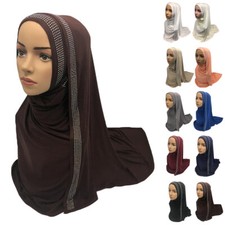 Muslim Women Scarf Hijab Modal Shawl Rhinestone Wrap Headscarf Stoles Scarves
