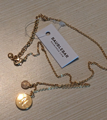 Baublebar  Initial N Necklace 16 - 19'' Gold Tone New With Tag