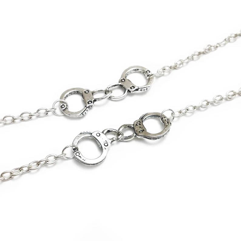 2x Bracciale con Manette Argento Coppia Amicizia Regalo uomo donna braccialetto - Immagine 3 di 4